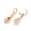 Teardrop Brass Micro Pave Cubic Zirconia Dangle Leverback Earrings EJEW-N058-15G-3
