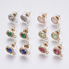 Faceted Glass Stud Earring Findings GLAA-F084-B-1