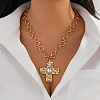 Alloy & Imitation Pearl Cross Pendant Necklaces for Women FS-WG9EBF4-01-1