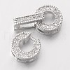 Flat Round Brass Micro Pave Cubic Zirconia Fold Over Clasps ZIRC-I014-64P-FF-3