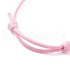 Natural Rose Quartz Heart Braided Cord Bracelet BJEW-JB07685-02-5