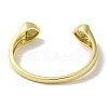 Rack Plating Brass Micro Pave Clear Cubic Zirconia Heart Open Cuff Bangles for Women BJEW-P323-04G-3