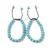 8mm Round Natural Crackle Turquoise  Braided Bead Bracelets BJEW-C067-01B-10-1