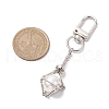 Brass Macrame Chain Pouch Round Shell Pearl Holder Pendant Decorations HJEW-JM02048-02-3