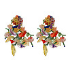 Flower Alloy Glass Seed Beaded Dangle Stud Earrings FS-WGF7797-01-5
