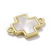 Brass Pave Shell Connector Charms KK-M300-10G-01-2