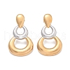 304 Stainless Steel Two Tone Gourd Dangle Stud Earrings EJEW-C142-15PG-4