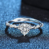 Heart Adjustable Brass with Crystal Rhinestone Finger Rings for Women FS-WG8858D-01-2