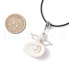 Clam Shell Pendant Necklaces NJEW-MZ00111-02-4