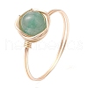 4Pcs 4 Styles Round Natural Green Aventurine & Amethyst & Hemimorphite & Rose Quartz Finger Rings Sets RJEW-TA00147-3