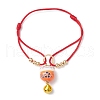 Fortune Cat Handmade Porcelain Charm Bracelets BJEW-JB10505-1