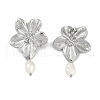 Mother's Day Jewellery 304 Stainless Steel Flower Stud Earrings EJEW-Z075-06P-1