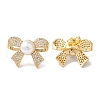 Brass Micro Pave Clear Cubic Zirconia Stud Earrings for Women EJEW-A110-08G-3