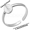 Non-Tarnish Minimalist Oval with Flower 304 Stainless Steel Wide Band Cuff Open Rings for Women PL9348-1-1