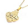 Heart with Flower 304 Stainless Steel Pendant Necklaces NJEW-G083-02E-G-2