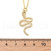 Brass Micro Pave Clear Cubic Zirconia Snake Pendant Necklaces NJEW-S438-02F-G-5