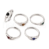 Hand with Heart Natural Mixed Stone Adjustable Rings RJEW-Q817-06P-1