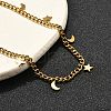 304 Stainless Steel Moon & Star Charm Bracelets BJEW-R021-05G-2