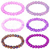 6Pcs 6 Styles 8mm Glass Round Beaded Stretch Bracelet Sets BJEW-TAC0022-10