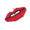 Handmade Glass Seed Beads Lip Pendants PALLOY-CJ00136-3
