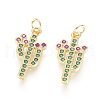 Brass Micro Pave Cubic Zirconia Pendants ZIRC-L093-14G-1