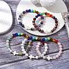 Charka Theme Mixed Gemstone Round Beaded Stretch Bracelets for Women Men BJEW-JB11365-1