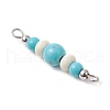 Dyed Synthetic Turquoise Round Rondelle Beaded Connector Charms PALLOY-JF03988-01-3