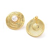 Rack Plating Flat Round Brass ABS Imitation Pearl Stud Earrings EJEW-M029-05G-2