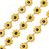 304 Stainless Steel Daisy Flower Link Chains with Enamel AJEW-CJ0001-22A-1