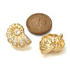 Rack Plating Shell Shape Brass Micro Pave Clear Cubic Zirconia Stud Earrings EJEW-H143-27G-5