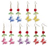 Glass Seed Beads Butterfly Dangle Earrings EJEW-MZ00347-2