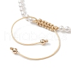 Shell Pearl Braided Bead Bracelets BJEW-JB11479-03-4