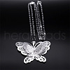 304 Stainless Steel Crystal Rhinestone 3D Hollow Butterfly Pendant Necklaces for Women NJEW-K283-30P-3