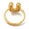 Rack Plating Letter Brass Micro Pave Clear Cubic Zirconia Adjustable Rings for Women KK-S391-03G-U-3