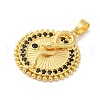 Rack Plating Brass Micro Pave Cubic Zirconia Pendants KK-U022-12B-G-2