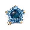 Natural Tiger Eye(Dyed & Heated) & Handmade Glass Seed Beaded Star Pendants PALLOY-MZ00491-01-4