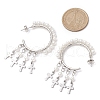 Cross Shell Pearl Dangle Stud Earrings EJEW-JE06185-02-3