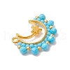 Faceted Round Dyed Natural Magnesite & Glass Seed Beads Pendants PALLOY-MZ00264-01-4