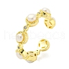 Natural Pearl Open Cuff Ring with Cubic Zirconia RJEW-H220-19G-1