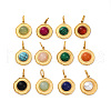 304 Stainless Steel Pave Mixed Gemstone Pendants STAS-M110-02G-1