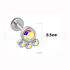 316L Surgical Stainless Steel & G23 Titanium & Crystal AB Rhinestone Flat Round Cartilage Earrings WGA7630-36-1