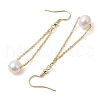 Mother's Day Jewellery Natural Cultured Freshwater Pearl Beads with Brass Dangle Earrings EJEW-JE05757-4