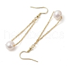 Natural Cultured Freshwater Pearl Beads with Brass Dangle Earrings EJEW-JE05757-4