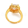 Rack Plating Brass Micro Pave Cubic Zirconia Adjustable Rings RJEW-H226-01G-3