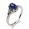 Oval Natural Lapis Lazuli Adjustable Rings RJEW-Q818-01P-05A-2