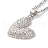 Brass Micro Pave Clear Cubic Zirconia Cable Chain Heart Pendant Necklaces for Women NJEW-C054-01P-2