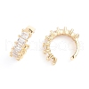 Brass Micro Pave Clear Cubic Zirconia Cuff Earrings EJEW-G274-01G-3