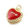 Brass Red Enamel Pendants KK-S523-14G-2
