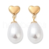 Heart with Teardrop 304 Stainless Steel Dangle Stud Earrings for Woman EJEW-F366-01G-03-2