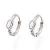 Glass Oval Hoop Earrings with Cubic Zirconia EJEW-G321-01P-01-1